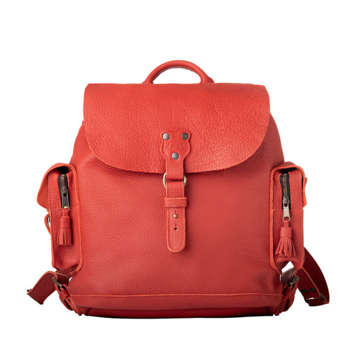 Limited Edition Wanderer's Leather Backpack-Red