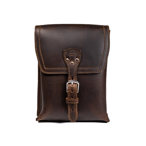 High quality dark brown full grain Dave's Deals Leather Travel Satchel - Dark Coffee Brown front view - Saddleback Leather