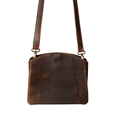 Suzette's Steals Leather Organizer Crossbody Pouch - Dark Coffee
