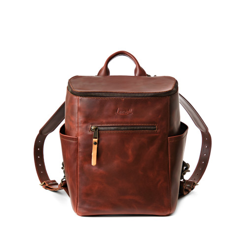 Our Medium All In One Backpack in reddish brown-front