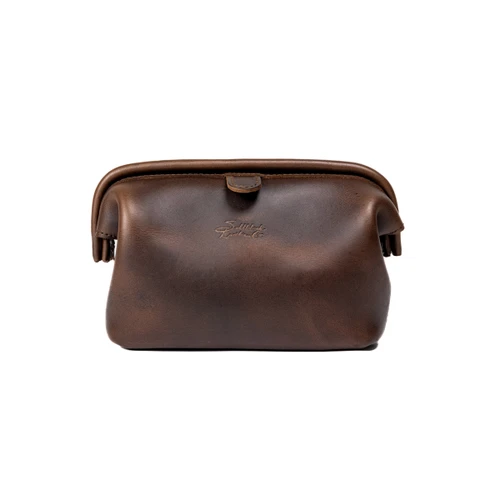 High quality dark brown full grain leather Dave's Deals Big Mouth Organizer - Dark Coffee Brown front view - Saddleback Leather