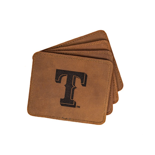 High quality celebrate every Texas Rangers victory with this tan leather coaster set from Saddleback. Featuring premium full-grain leather, these coasters are a must-have for any true fan’s collection.