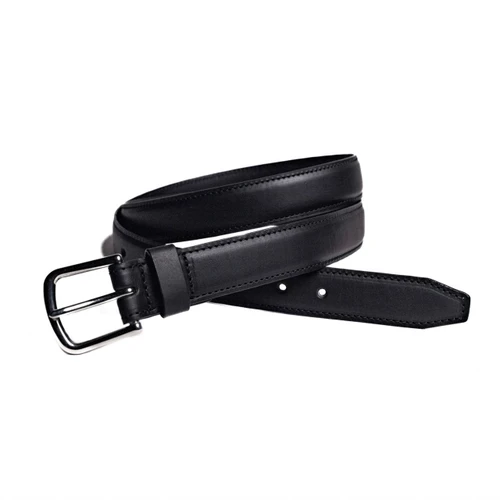 High quality black full grain Dave's Deals Leather Dress Belt - Black - 42 front view - Saddleback Leather