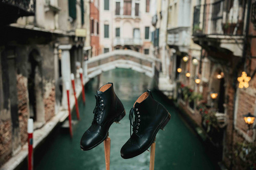 High quality black leather boots by Saddleback in Venice.