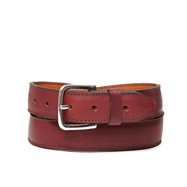 High quality full grain leather Dave's Deals Italian Casual Belt - Oxblood - Size 30 front view - Saddleback Leather