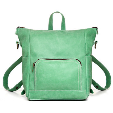 High quality full grain Suzette's Steals Universal Leather Backpack - Mint front view - Saddleback Leather