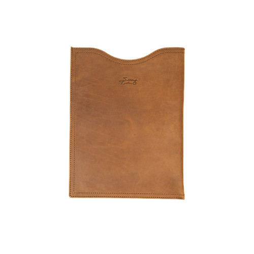 High quality full grain leather 14" Vertical Laptop Sleeve front view - Saddleback Leather