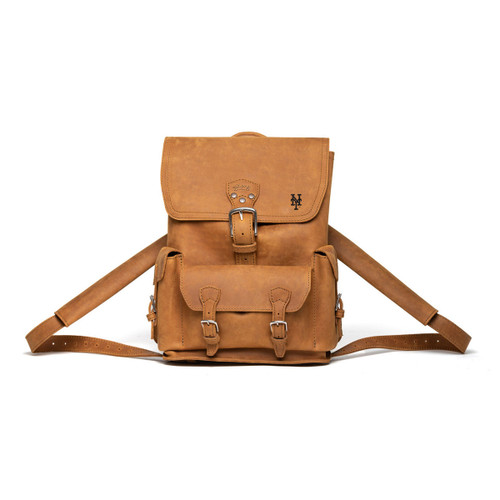 High quality full grain Front Pocket Leather Backpack - New York Mets front view - Saddleback Leather