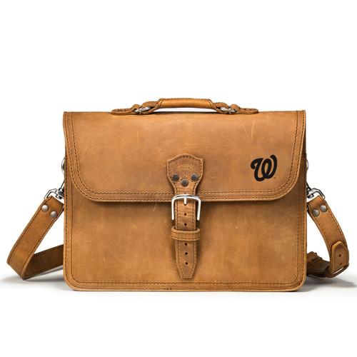 High quality full grain Fourteener Thin Leather Briefcase - Washington Nationals front view - Saddleback Leather