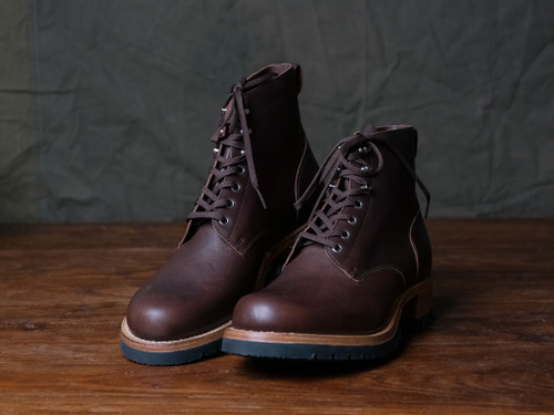 This is the side view of the Huntsman boot in dark brown