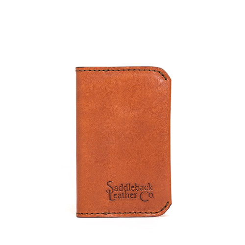 This is the front view of the slim business card holder in Italian tan