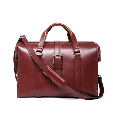 High quality full grain leather Dave's Deals Spurgeon Briefcase - Oxblood front view - Saddleback Leather