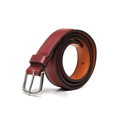 High quality full grain leather Dave's Deals Italian Dress Belt - Size 42 - Oxblood front view - Saddleback Leather