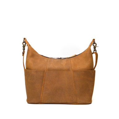 High quality tan full grain leather Suzette's Steals Women's Hobo Organizer Bag - Tobacco front view - Saddleback Leather