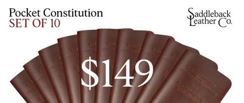 High quality full grain leather Pocket Declaration/Constitution - Set front view - Saddleback Leather