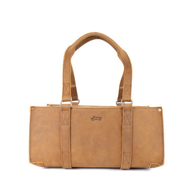 High quality tan full grain leather Dave's Deals Range and Tool Tote - Tobacco front view - Saddleback Leather