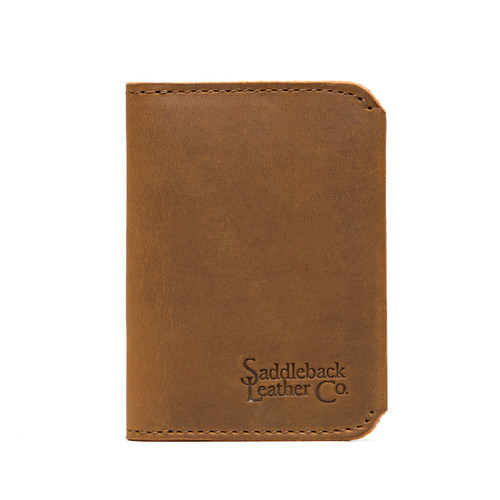 This is the front view of the light brown Slim leather Bifold Wallet