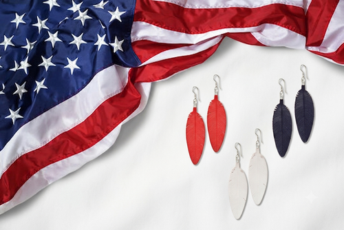 Leather Feather Earrings
