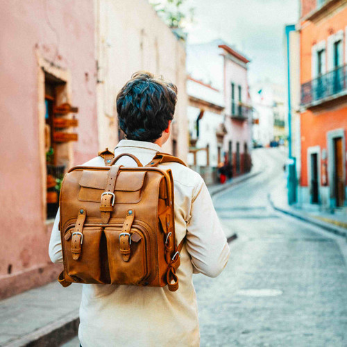 High quality big Mouth Leather Backpack by Saddleback. Full grain leather bag with a 100 year warranty.