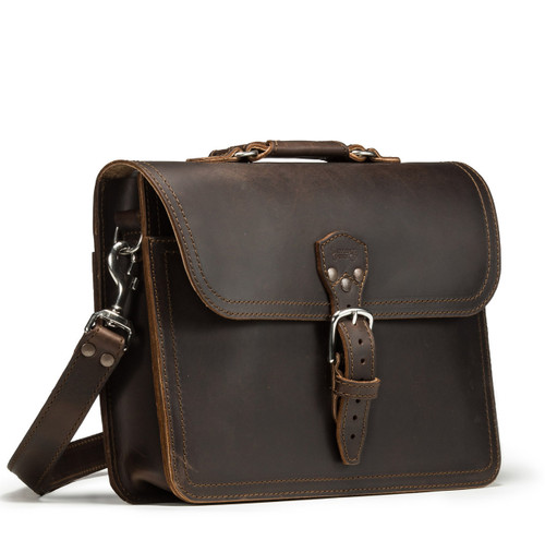 Dave's Deals Fourteener Thin Leather Briefcase - Chestnut