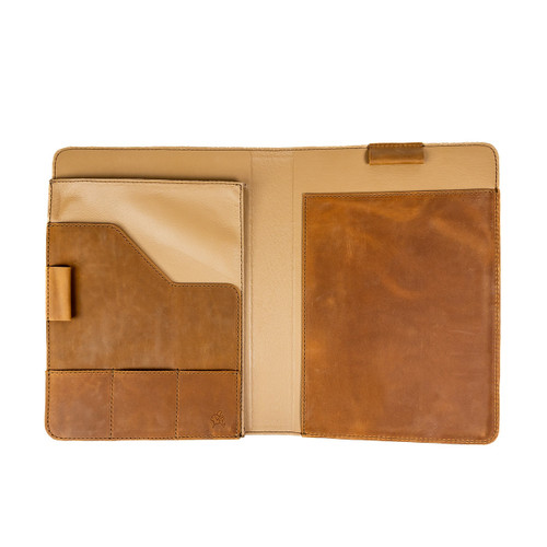 High quality tan full grain Dave's Deals Large Leather Portfolio - Tobacco front view - Saddleback Leather