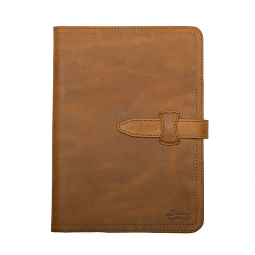 High quality tan full grain Dave's Deals Large Leather Portfolio - Tobacco front view - Saddleback Leather