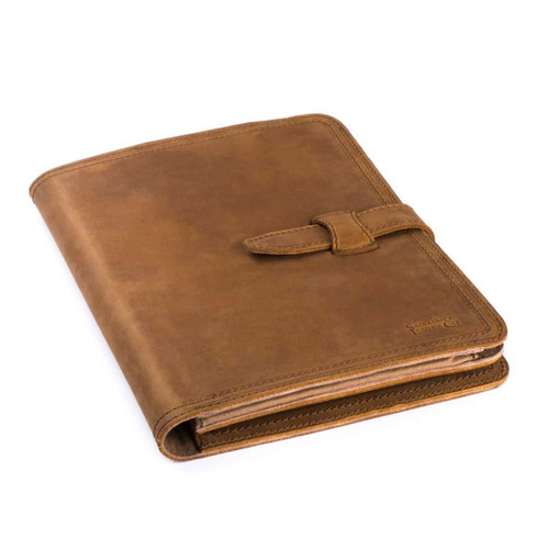 Dave's Deals Large Leather Portfolio - Tobacco