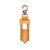 This is the back view of the leather chapstick holder in light brown with chapstick inside of it
