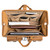 High quality this wide open light brown leather briefcase is really wide open and full of professional things.