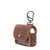 High quality side angle image of the reddish brown Leather AirPod Pro Case.