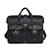 High quality black flight bag leather briefcase with two handles, a shoulder strap, and two front pockets. Made by Saddleback