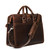 High quality backside of the flight bag leather briefcase showing the shoulder strap and two handles for easy carry. Made by Saddleback