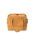 This is the front view of the tan colored leather satchel gladstone bag with straps down