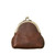 This is the leather coin purse in reddish brown showing the front view