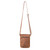 This is the front view of the light tan Crossbody Zipper Pouch hanging