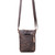 This is the back view of the dark coffee brown Crossbody Leather Zipper Pouch