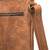 This is the up close side view of the light tan Crossbody Zipper Pouch
