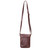High quality front view of the Crossbody Leather Zipper Pouch in red brown hanging