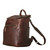High quality side view of the leather all in one backpack in red brown