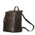 High quality side view of the leather all in one backpack in dark coffee