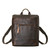 High quality front view of the leather all in one backpack in dark coffee