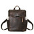 High quality front view with bottles of the leather all in one backpack in dark coffee