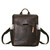 This is the front view with bottles of the leather all in one backpack in dark coffee