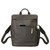 High quality front view with device of the leather all in one backpack in black