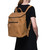 High quality model view of the leather all in one backpack in light tan