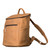 High quality side view of the leather all in one backpack in light tan