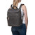 High quality model view of the leather all in one backpack in black