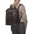 This is the model view of the leather all in one backpack in dark coffee