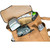 High quality packed inside view of the leather all in one backpack in light tan