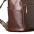 High quality pocket view of the leather all in one backpack in red brown